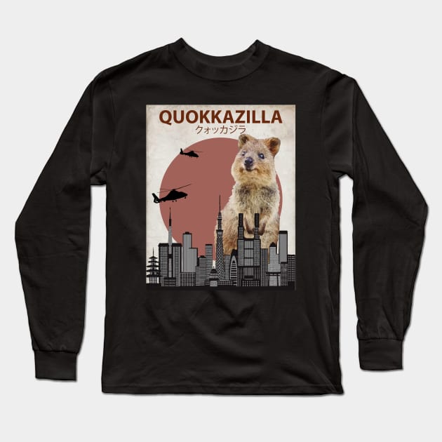 Quokkazilla Quokka Giant Monster Parody Long Sleeve T-Shirt by Animalzilla